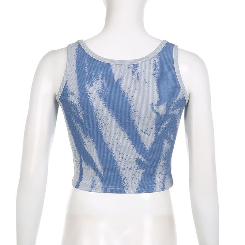 Sleeveless tie dye contrast ribbed crop top