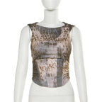 Felpa con cappuccio, senza maniche, con zip, corsetto, top corto arricciato a contrasto 