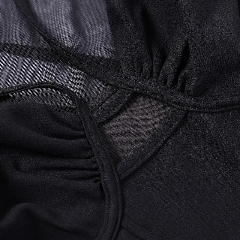 Top corto con corsetto in rete traforata e maniche lunghe - Saldi finali 