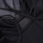 Top corto con corsetto in rete traforata e maniche lunghe - Saldi finali 