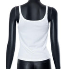 Ribbed solid u neck backless sleeveless top