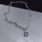 Heart Pendant Chain Multicolor Necklace