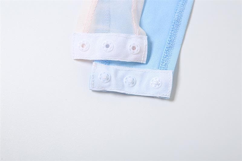 Body a collo alto e maniche lunghe in rete con patchwork a contrasto 