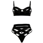 Ausgehöhltes, gekreuztes, vorn durchgehendes, rückenfreies Camisole-Hosenset 