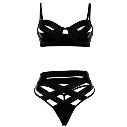Hollow out cross front solid backless cami pant set