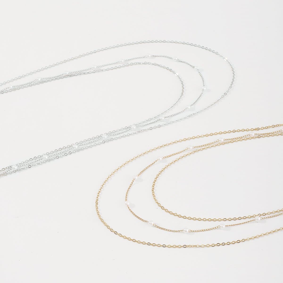 Faux Pearl Layered Choker Necklace