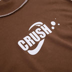 Stitch contrast short sleeve "CRUSH" pattern ruffle crop top