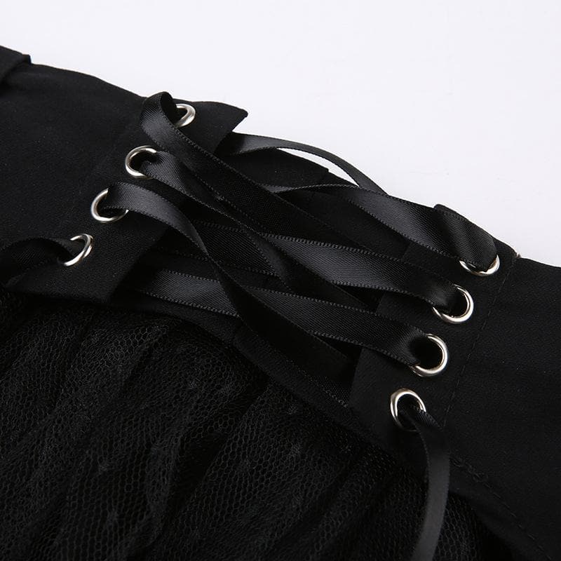 Lace up zip-up patchwork ruched mesh low rise solid mini skirt