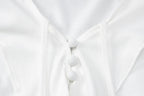 Halter self tie v neck flared sleeve button ruffle crop top