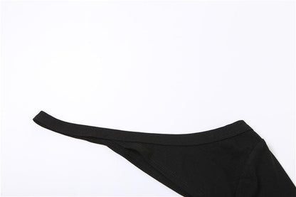 Hollow out solid gloves irregular backless tube crop top