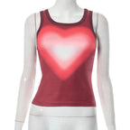 Sleeveless round neck heart pattern crop top