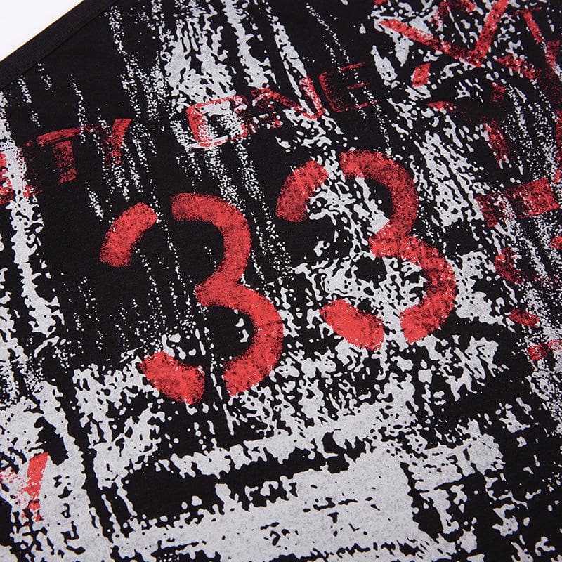Top irregolare monospalla senza maniche con stampa a contrasto 