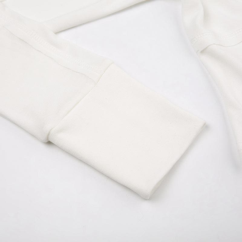 Long sleeve v neck stitch hoodie solid crop top