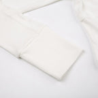 Long sleeve v neck stitch hoodie solid crop top