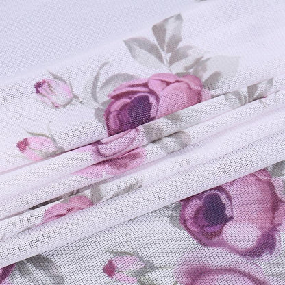 Sheer mesh see through flower print ruched slit midi skirt