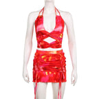 Minigonna tie-dye con coulisse, annodata, arricciata, con lacci autobloccanti 