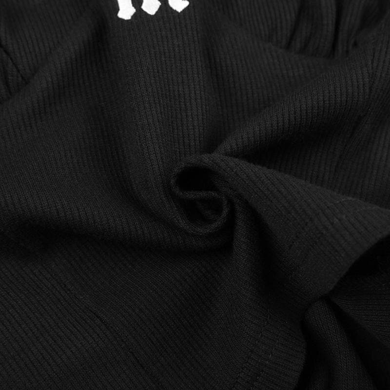 Top corto con scollo a V, schiena nuda e coste ricamate all'americana 