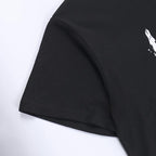 Short sleeve crewneck abstract contrast top