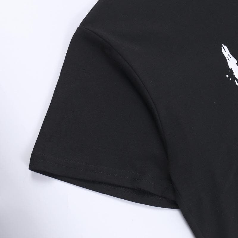 Short sleeve crewneck abstract contrast top