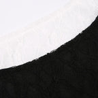 Lace patchwork contrast backless sleeveless crop top