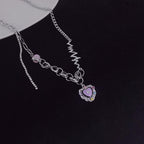 Heart Pendant Chain Multicolor Necklace