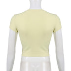 Glitter contrast short sleeve crewneck crop top