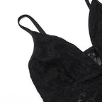 Lace v neck backless ruched irregular solid cami mini skirt set