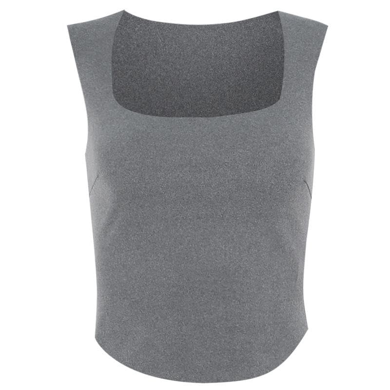 Top corto con scollo quadrato e maniche a cappuccio
