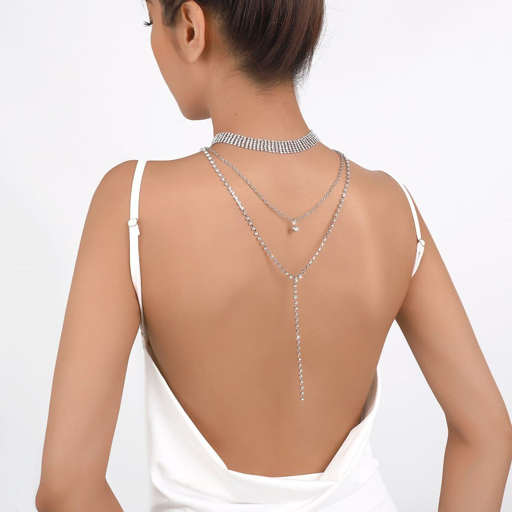 Layered Rhinestone 2 Pcs Choker Necklace