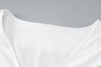 Halter self tie v neck flared sleeve button ruffle crop top