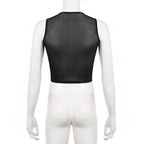 Sheer mesh see through "i am hotty" pattern contrast sleeveless crop top