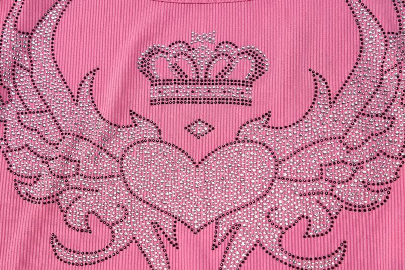 Beaded contrast abstract print u neck sleeveless ribbed crop top