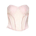 Top a tubino con cerniera e scollo a cuore in patchwork di pizzo 