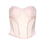 Top a tubino con cerniera e scollo a cuore in patchwork di pizzo 