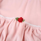 Ruched square neck lace hem velvet contrast sleeveless crop top