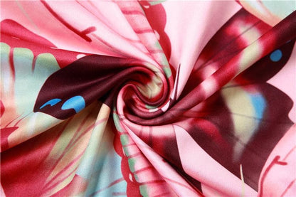 Rückenfreies Maxi-Tube-Kleid mit Schmetterlings-Print und kontrastierenden unregelmäßigen Rüschen 