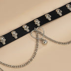 Heart Ring Chain Skull Pu Layered Choker Necklace