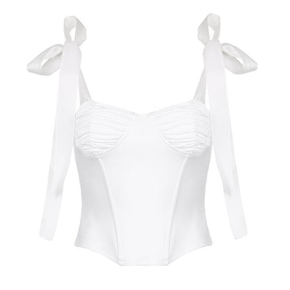 Top scollato e senza schienale con corsetto arricciato e allacciatura automatica
