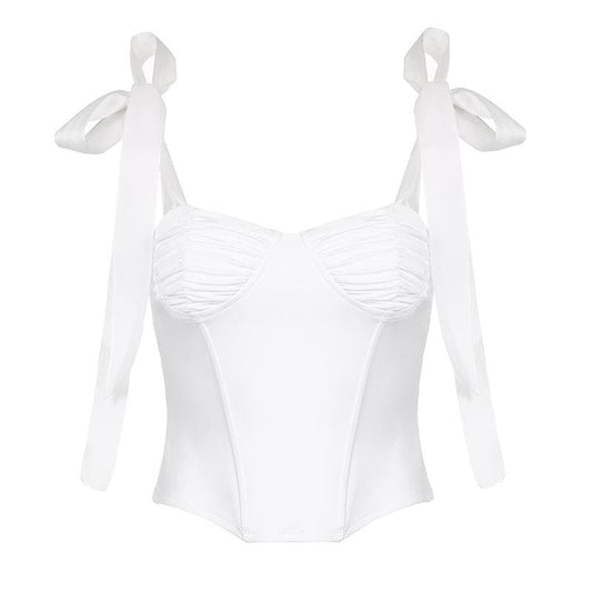 Top scollato e senza schienale con corsetto arricciato e allacciatura automatica