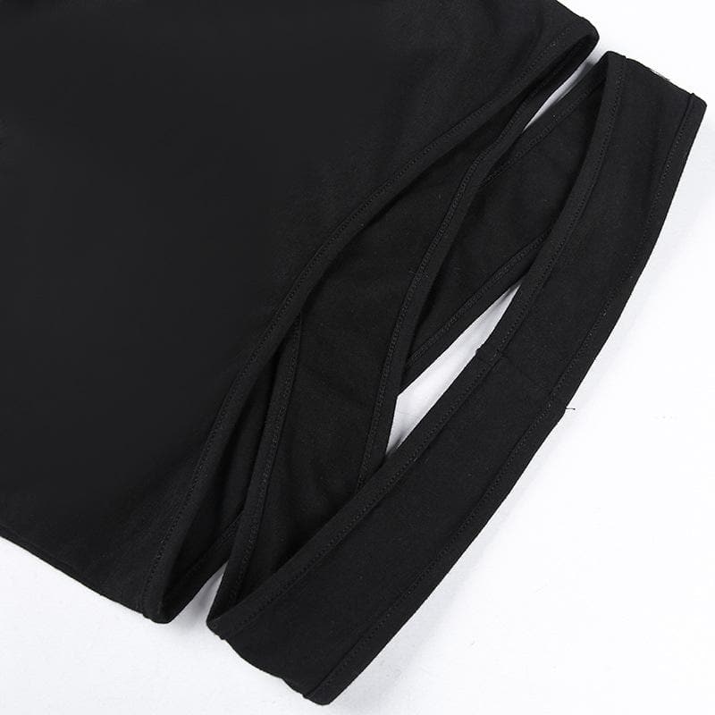 Top corto senza maniche con collo a V e scollo all'americana traforato 