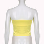 Contrast "FUNOFF" pattern backless tube crop top