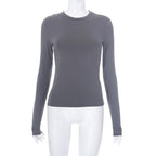 Crewneck solid long sleeve top