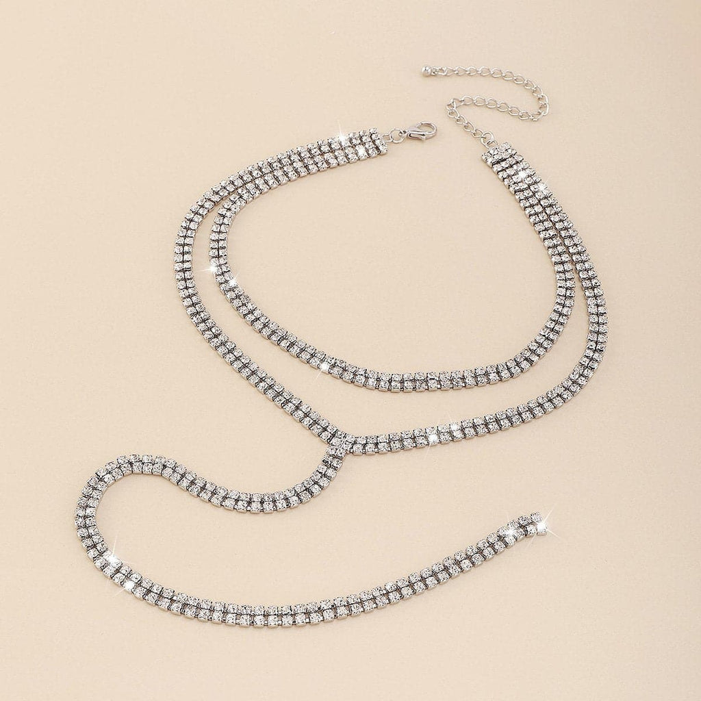 Rhinestone Layered Choker Necklace