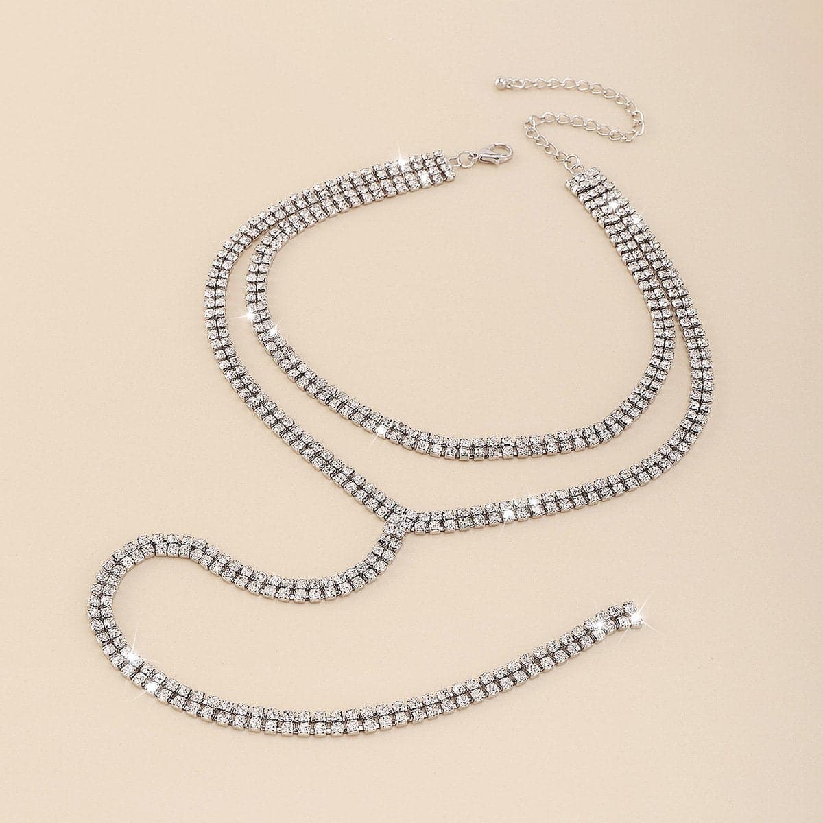 Rhinestone Layered Choker Necklace