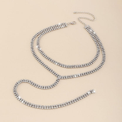 Rhinestone layered choker necklace