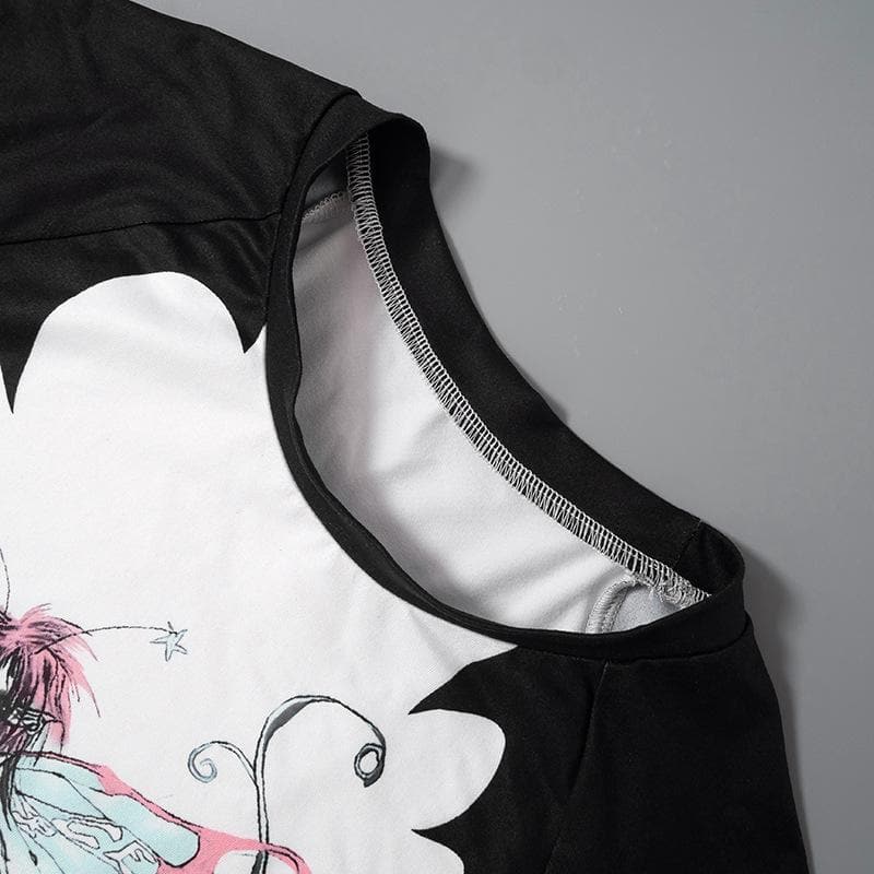Abstract Contrast Short Sleeve Crewneck Top