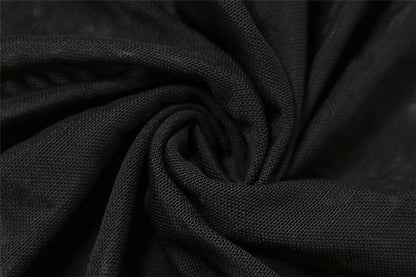 Ärmelloses, rückenfreies Midikleid aus transparentem Netzstoff 