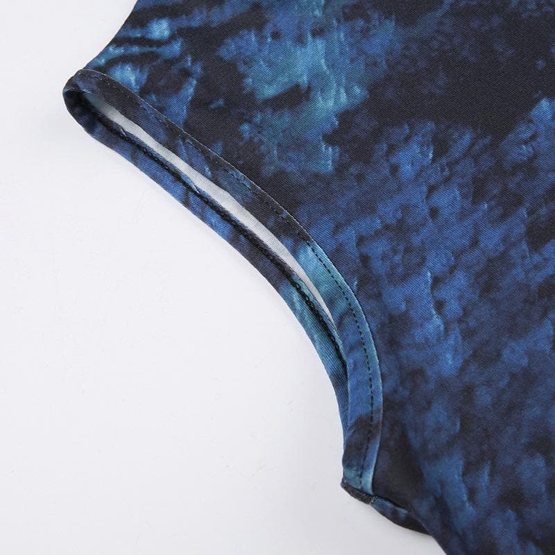 Tie dye contrast sleeveless crewneck crop top