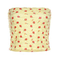 Textured flower print contrast backless tube crop top