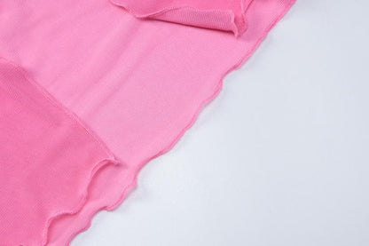 Top corto con volant e fibbia in rete trasparente con scollo all'americana